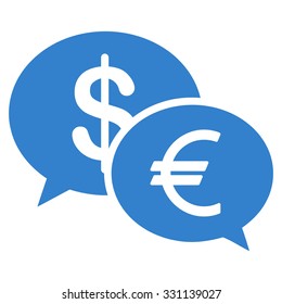 Currency Transfer vector icon. Style is flat cobalt symbol, rounded angles, white background.