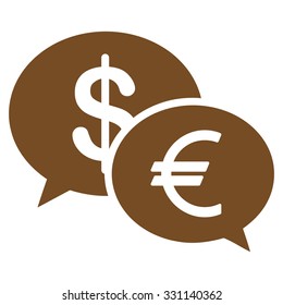 Currency Transfer vector icon. Style is flat brown symbol, rounded angles, white background.
