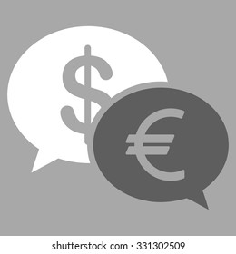 Currency Transfer vector icon. Style is flat bicolor dark gray and white symbol, rounded angles, silver background.