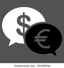 Currency Transfer vector icon. Style is flat bicolor black and white symbol, rounded angles, gray background.