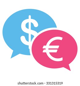 Currency Transfer vector icon. Style is flat bicolor pink and blue symbol, rounded angles, white background.