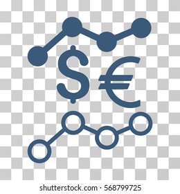 Currency Trends icon. Vector illustration style is flat iconic symbol, blue color, transparent background. Designed for web and software interfaces.