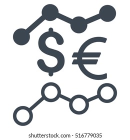 Currency Trends vector icon. Flat smooth blue symbol. Pictogram is isolated on a white background. Designed for web and software interfaces.