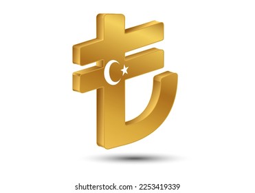 Currency of Turkey. Turkish lira symbol, the official currency of Turkey. 3d render. 