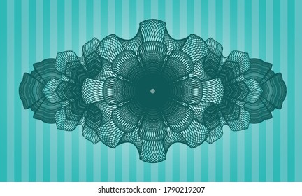 Currency Turquoise realistic emblem. Bars classic background. Artistic illustration. 