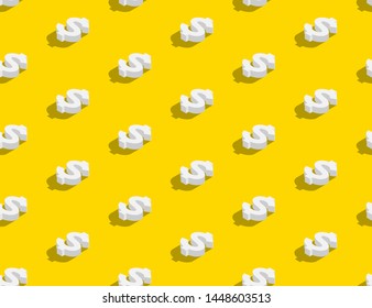 Currency USD (United States Dollars) sign Isometric seamless pattern, Business finance concept poster and banner design illustration isolated on yellow background with copy space, vector eps 10