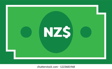 Currency vector Banknote : New Zealand Dollar bill NZD vector illustration sign symbols.