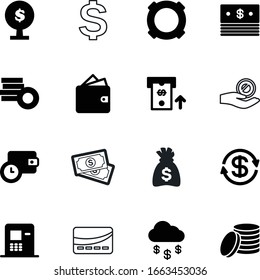 currency vector icon set such as: bitcoin, pounds, reataurant, watch, cafe, bag, gbp, time, euro, million, bill, paying, service, object, usa, food, plastic, convert, shape, american, old, start