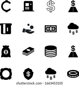 currency vector icon set such as: usa, ruble, bitcoin, pile, investing, cent, gbp, market, owe, secure, marketing, new, american, set, backgrounds, profit, outline, yen, safe, hand, commerce, line