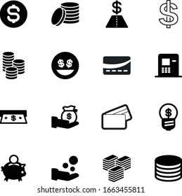 currency vector icon set such as: pig, salary, sell, earnings, lightbulb, bulb, smile, funny, arm, character, cost, inspiration, restaurant, machine, economy, transfer, electricity, piggy, light