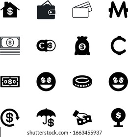 currency vector icon set such as: revenue, object, saving, new, yen, icons, digital, safe, home, smart, transaction, economy, debit, security, euro, real, estate, purchase, owe, backgrounds, crypto