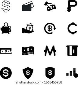 currency vector icon set such as: sale, russian, plastic, earning, food, pictograph, cafe, pig, earnings, owe, new, pile, coins, crypto, equipment, arm, bag, receive, paying, hold, reload, circulate