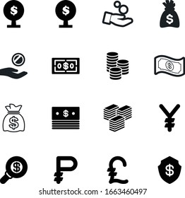 currency vector icon set such as: coins, rub, yuan, price, magnifier, line, russian, rubl, savings, outline, art, safe, shield, equipment, yen, defend, button, people, retail, protection, economy