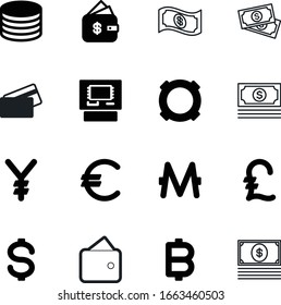 currency vector icon set such as: monero, cafe, wealth, png, button, blockchain, yuan, trade, coins, earning, deposit, reataurant, usa, signs, network, pictogram, ruble, label, usd, stamp, equipment