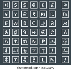 Currency vector icon and symbols
