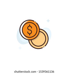 Currency vector illustration. Outline filled Travel & Tourism icons.
