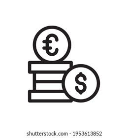 Currency Vector Outline Icon. EPS 10 File. Hotel and Services Symbol