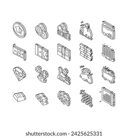Currency Video Games Collection isometric icons set. Playing Money Banknotes And Coin Steak, Gambling Gaming Smartphone Application Concept Linear Pictograms. Contour Color .