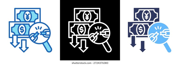 Currency Weakness Icon triplestyle Vector Illustration