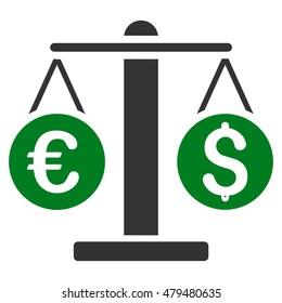 Currency Weight icon. Vector style is bicolor flat iconic symbol, green and gray colors, white background.