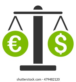 Currency Weight icon. Vector style is bicolor flat iconic symbol, eco green and gray colors, white background.