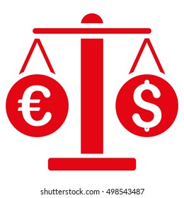 Currency Weight icon. Vector style is flat iconic symbol, red color, white background.