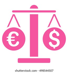 Currency Weight icon. Vector style is flat iconic symbol, pink color, white background.