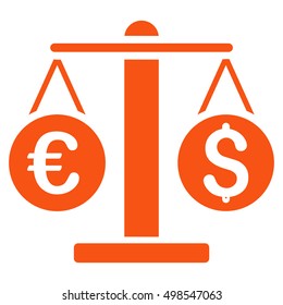 Currency Weight icon. Vector style is flat iconic symbol, orange color, white background.