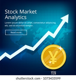 Currency YEN Price Value Market Going Up Increase Growth Exchange Trading.Stock Market Analytics.