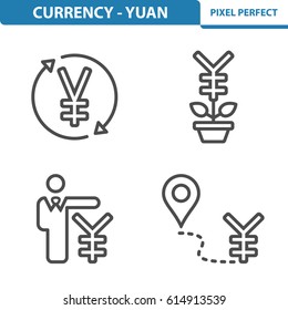 Currency - Yuan Icons. Professional, pixel perfect icons optimized for both large and small resolutions. EPS 8 format. 5x size for preview.
