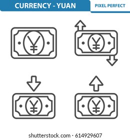 Currency - Yuan Icons. Professional, pixel perfect icons optimized for both large and small resolutions. EPS 8 format. 5x size for preview.