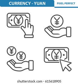 Currency - Yuan Icons. Professional, pixel perfect icons optimized for both large and small resolutions. EPS 8 format. 5x size for preview.