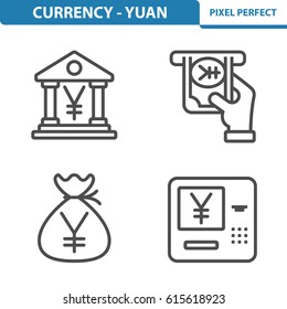 Currency - Yuan Icons. Professional, pixel perfect icons optimized for both large and small resolutions. EPS 8 format. 5x size for preview.