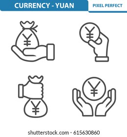 Currency - Yuan Icons. Professional, pixel perfect icons optimized for both large and small resolutions. EPS 8 format. 5x size for preview.