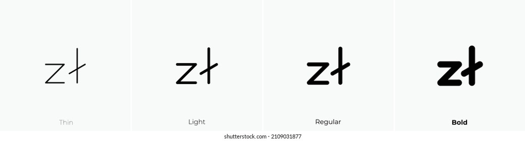 currency zloty icon. Thin, Light Regular And Bold style design isolated on white background