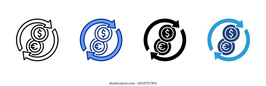 Currencyexchange icon sheet multiple style collection