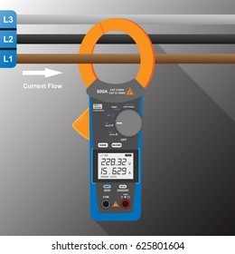 Current clamp meter with 3 phase power test