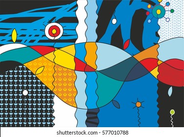 Current. Colorful graphic prints for office and home interior paintings. 