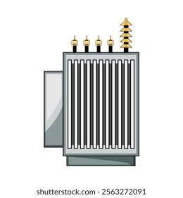 current electrical transformer cartoon. power efficiency, winding insulation, phase frequency current electrical transformer sign. isolated symbol vector illustration