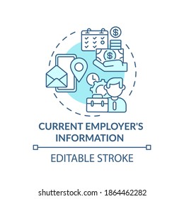 Current employers information concept icon. Disability insurance getting information. Everything about employee idea thin line illustration. Vector isolated outline RGB color drawing. Editable stroke