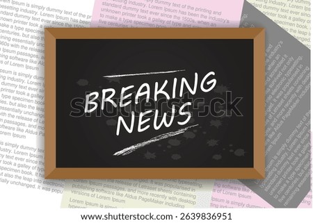 Current Events Discussion, Breaking News text on wooden blackboard, newspaper concept, vector illustration design background