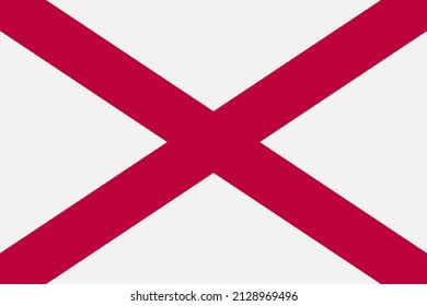 Current flag of Alabama symbol of the US State. Full frame federal flag backdrop with red diagonal cross on white background, vector illustration
