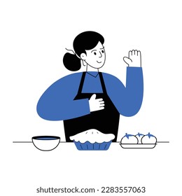 A current flat illustration of chef counter