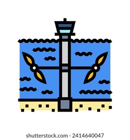aktuelle Generator Gezeitenkraftfarbe Symbol Vektorgrafik. Gezeitenkraftzeichen des Stromgenerators. einzelne Symbolillustration