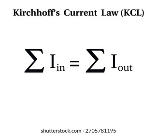 La fórmula de la ley actual de Kirchhoff sobre el fondo blanco. Educación. Ciencia. Escuela. Ilustración vectorial.