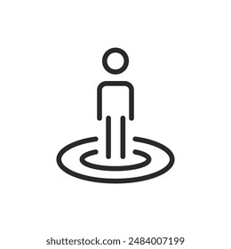 Current location, linear style icon. Person current geographic position. Editable stroke width