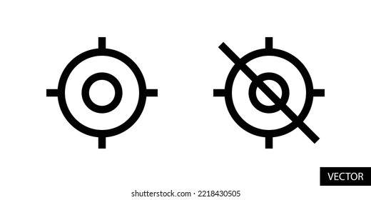 Current location on off, enable disable GPS, Live tracking concept vector icons in line style design for website, app, UI, isolated on white background. Editable stroke. EPS 10 vector illustration.