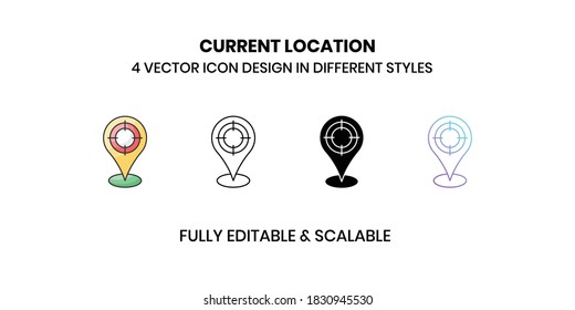 Current Location Vector illustration icons in different style