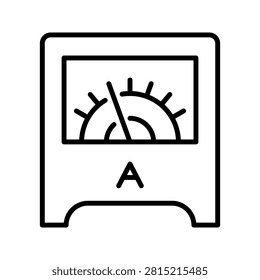 Current meter icon. Science and electrical measurement line symbol. Black and white.