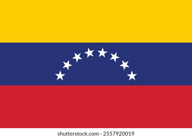 The current national flag of Venezuela was introduced in 2006. The basic design includes a horizontal tricolour of yellow, blue, and red, dating to the original flag introduced in 1811